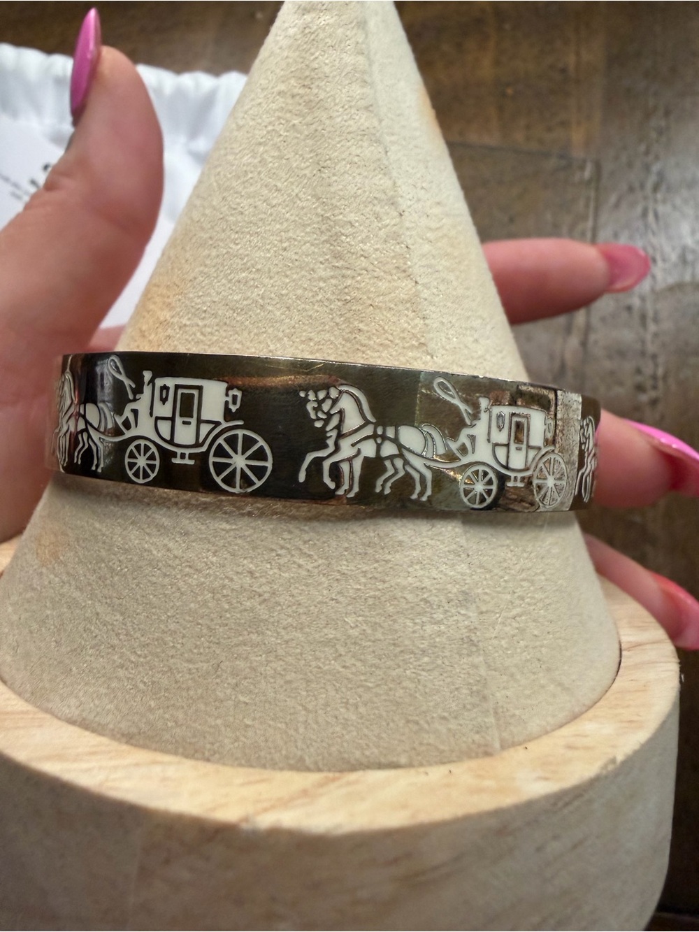 Coach 1790 Horse and Carriage Bangle Bracelet in Gold/White bracelet - Picture 4 of 7